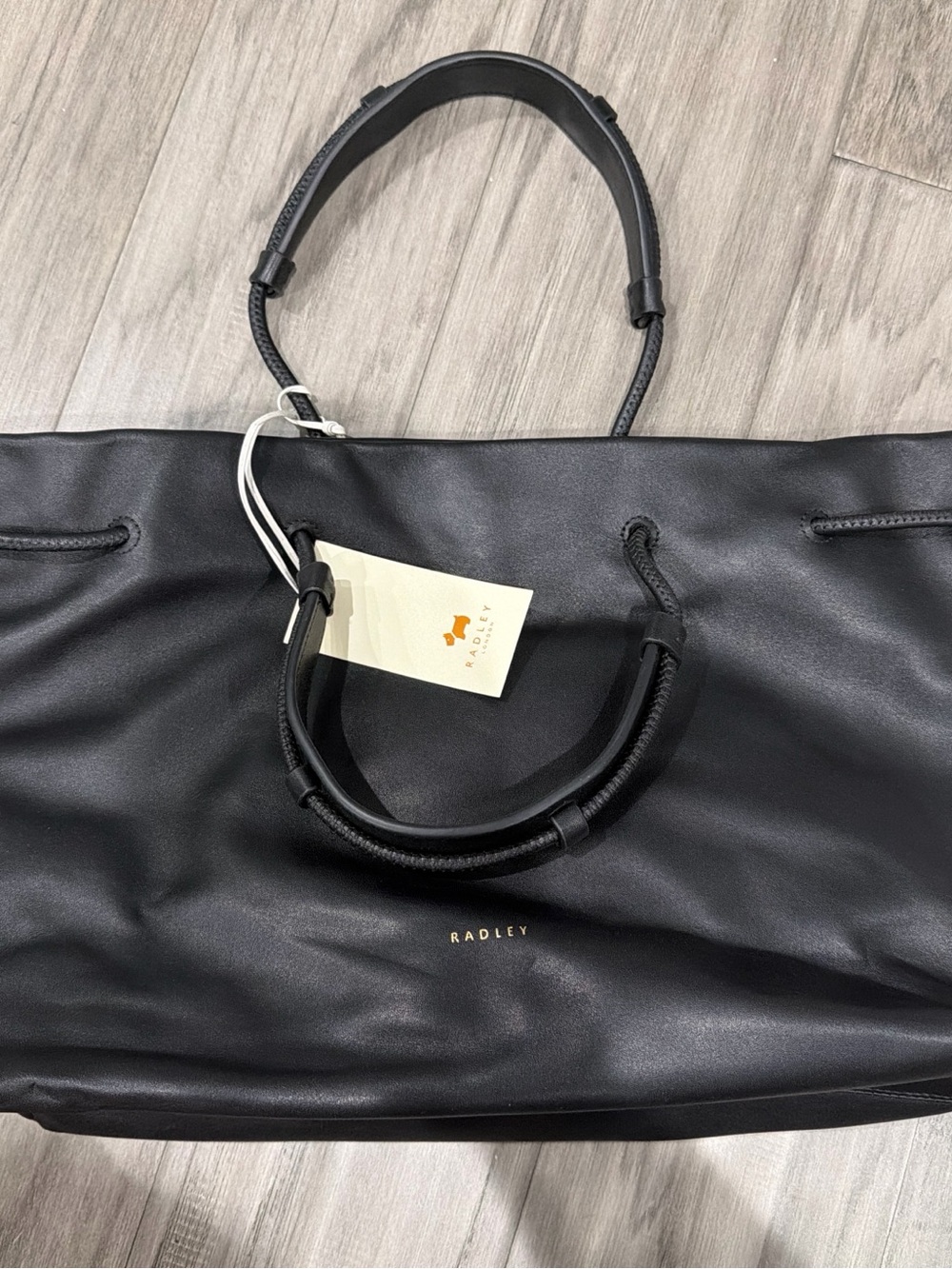 RADLEY LONDON Black Leather Tote with Gold Logo